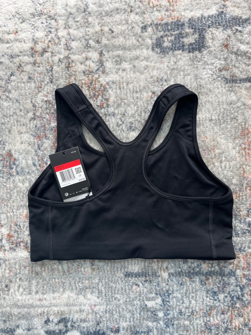 NWT Nike Black Sports Bra with White Swoosh - Picture 4 of 6